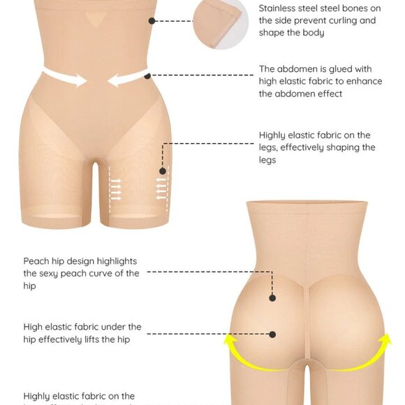 Mesh Tummy Control Butt Lifting High Waisted Shapewear Shorts - Picture 14 of 15